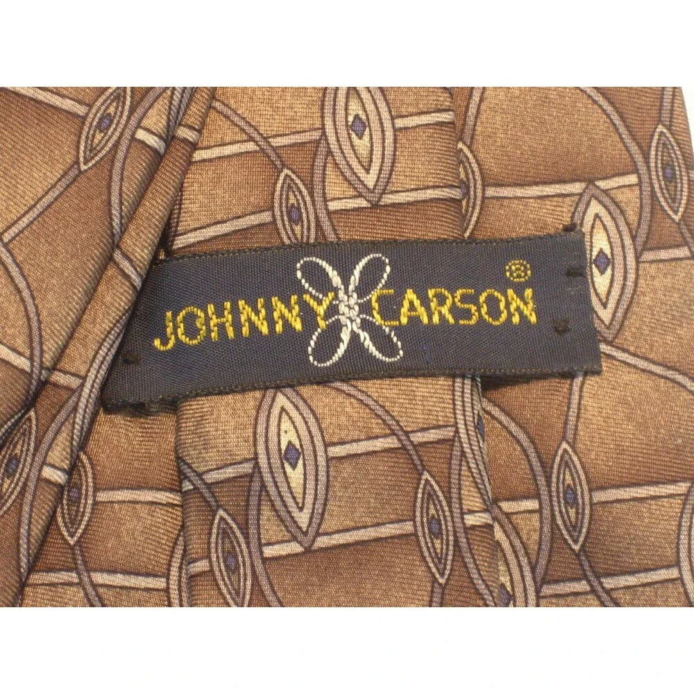 Johnny Carson 100%  Silk Geometric Design Necktie
